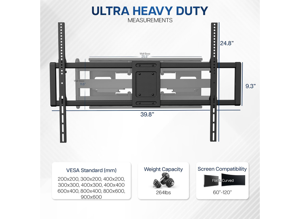 Moove Heavy Duty Full Motion TV Wall Mount For 60" – 120" Screens Wall Mount Bracket ScreenMoove