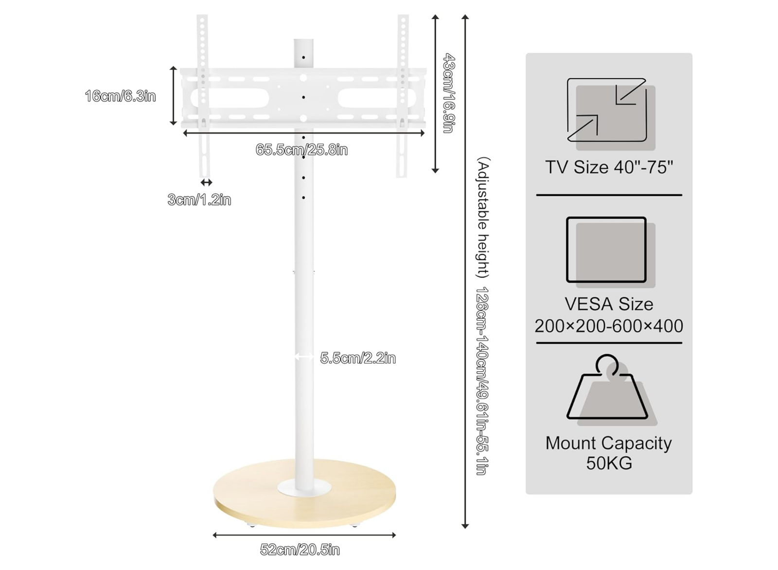 Moove Mobile TV Stand for 40-75” TVs - No Floor Mount Needed Mount Stand ScreenMoove