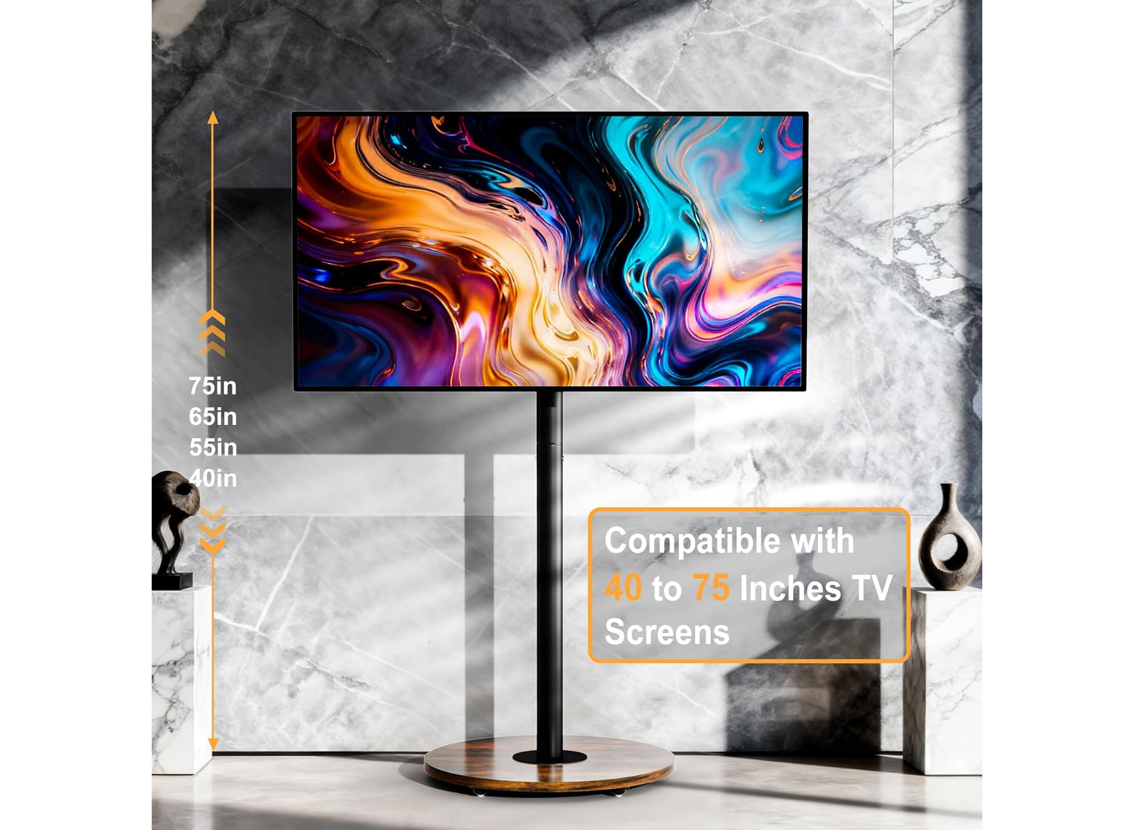 Moove Mobile TV Stand for 40-75” TVs - No Floor Mount Needed Mount Stand ScreenMoove