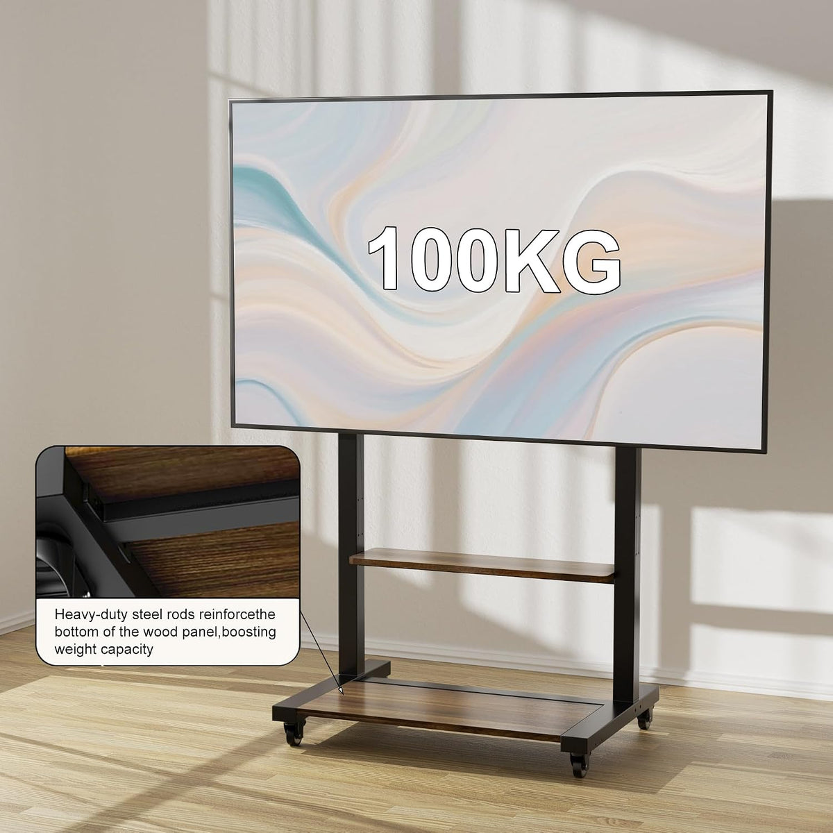 Moove Mobile TV Stand with Wheels for 40–100 Inch TVs – Rolling Trolley