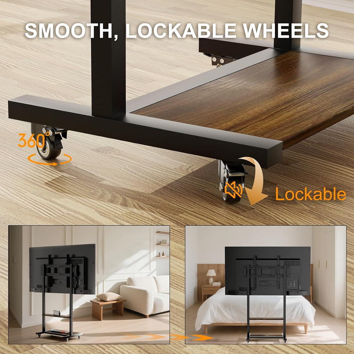 Moove Mobile TV Stand with Wheels for 40–100 Inch TVs – Rolling Trolley