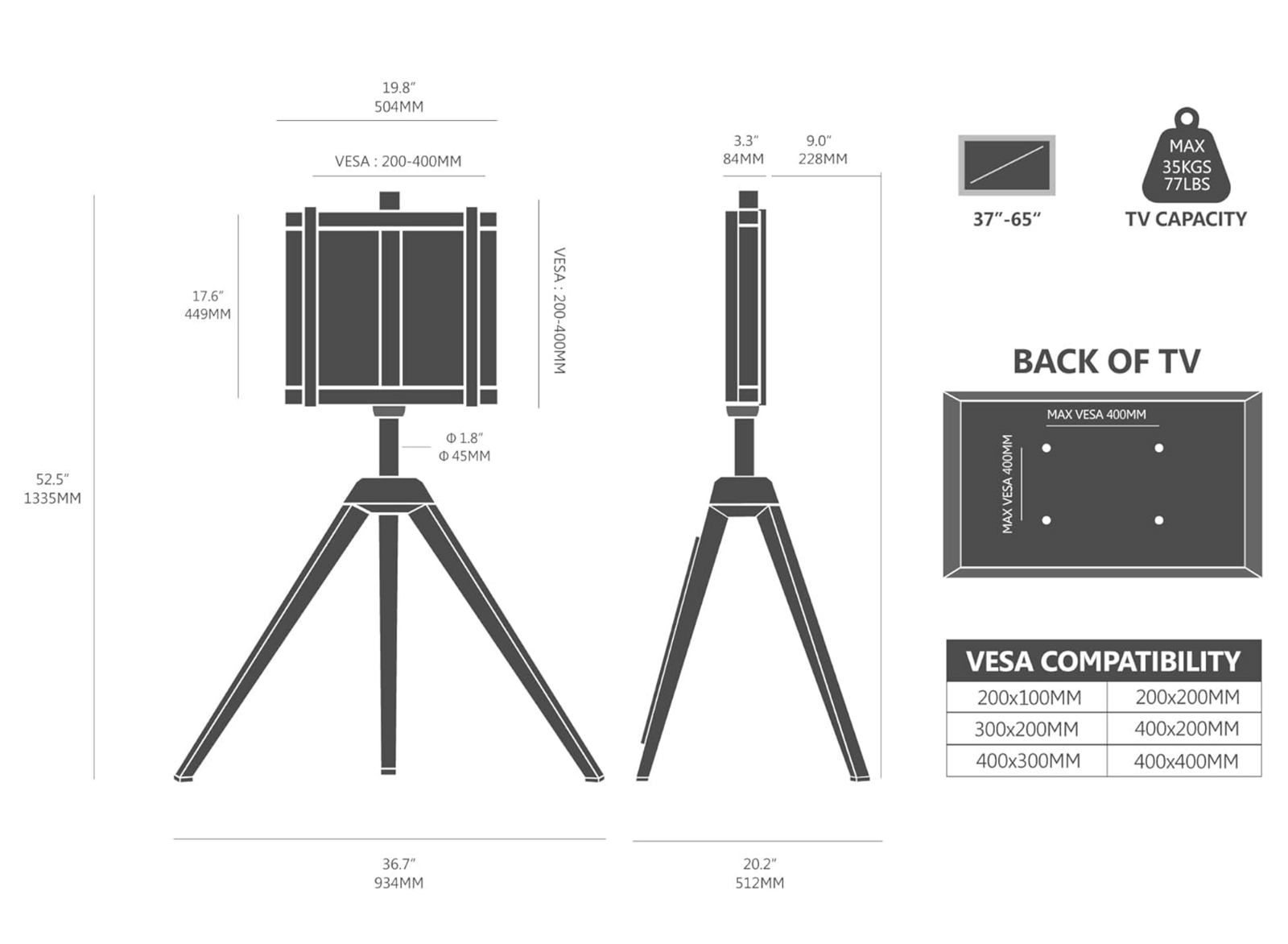 Moove Pro Tripod Digital Signage Stand for 37"-65" Displays Floor Stand Moove AVMounts