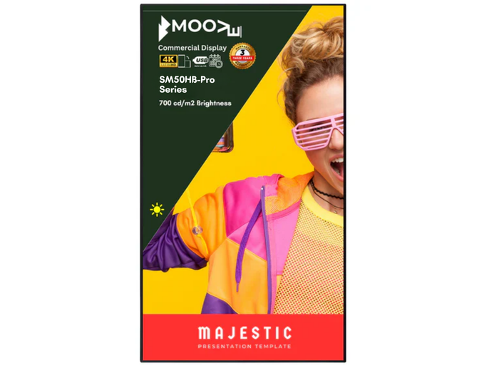 Moove 50 Inch High Brightness Digital Signage Display 700 cd/m² Android 14 - 4K Ultra HD Commercial Monitor High Brightness Digital Signage ScreenMoove Portrait USB Plug and Play