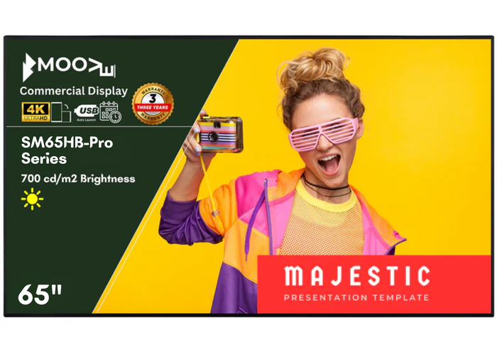 Moove 65 Inch High Brightness Digital Signage Display 700 cd/m² Android 14 - 4K Ultra HD Commercial Monitor High Brightness Digital Signage ScreenMoove