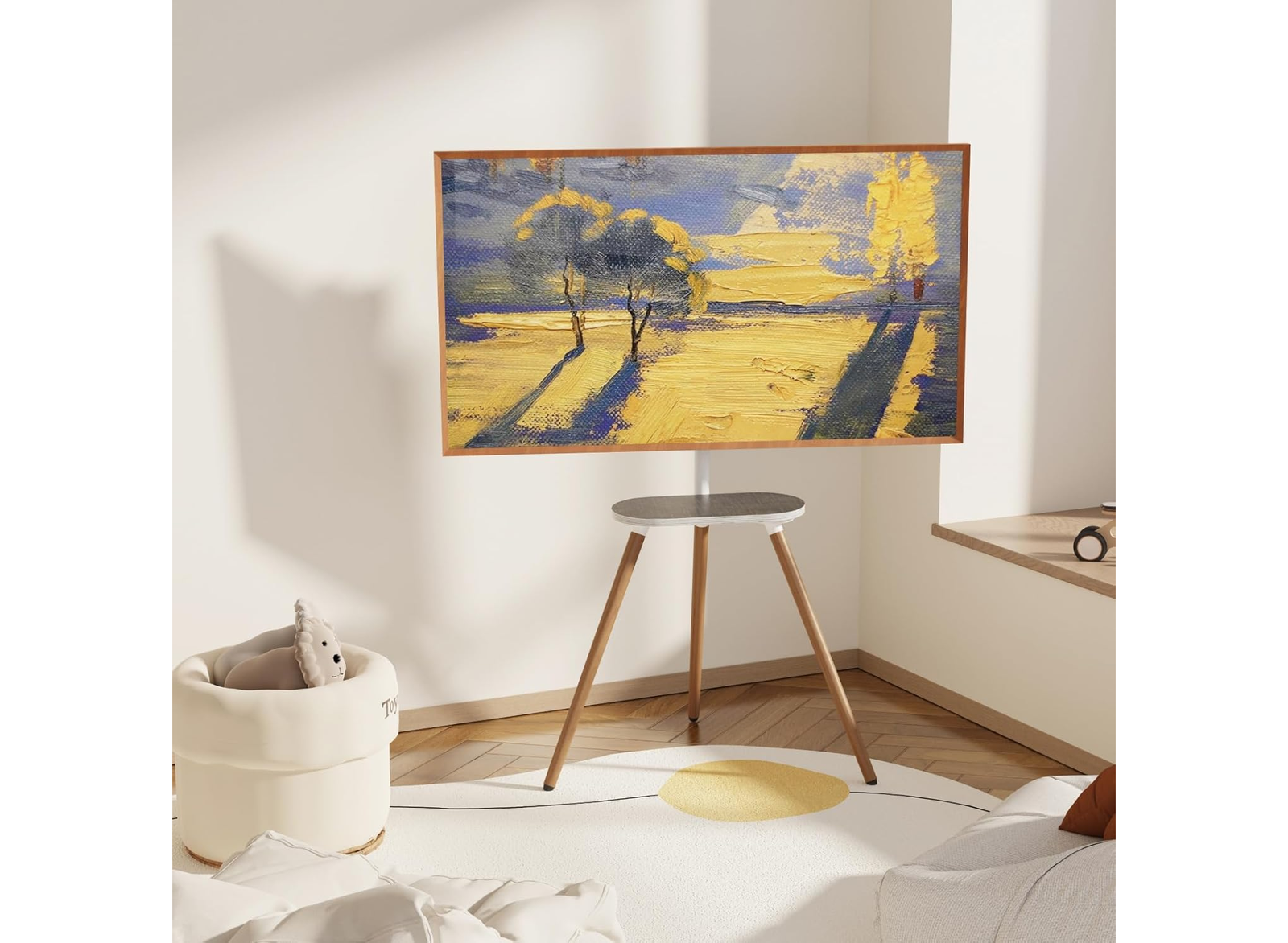 Moove Pro Tripod Digital Signage Stand for 43"-65" Displays Floor Stand Moove AVMounts White + Beech