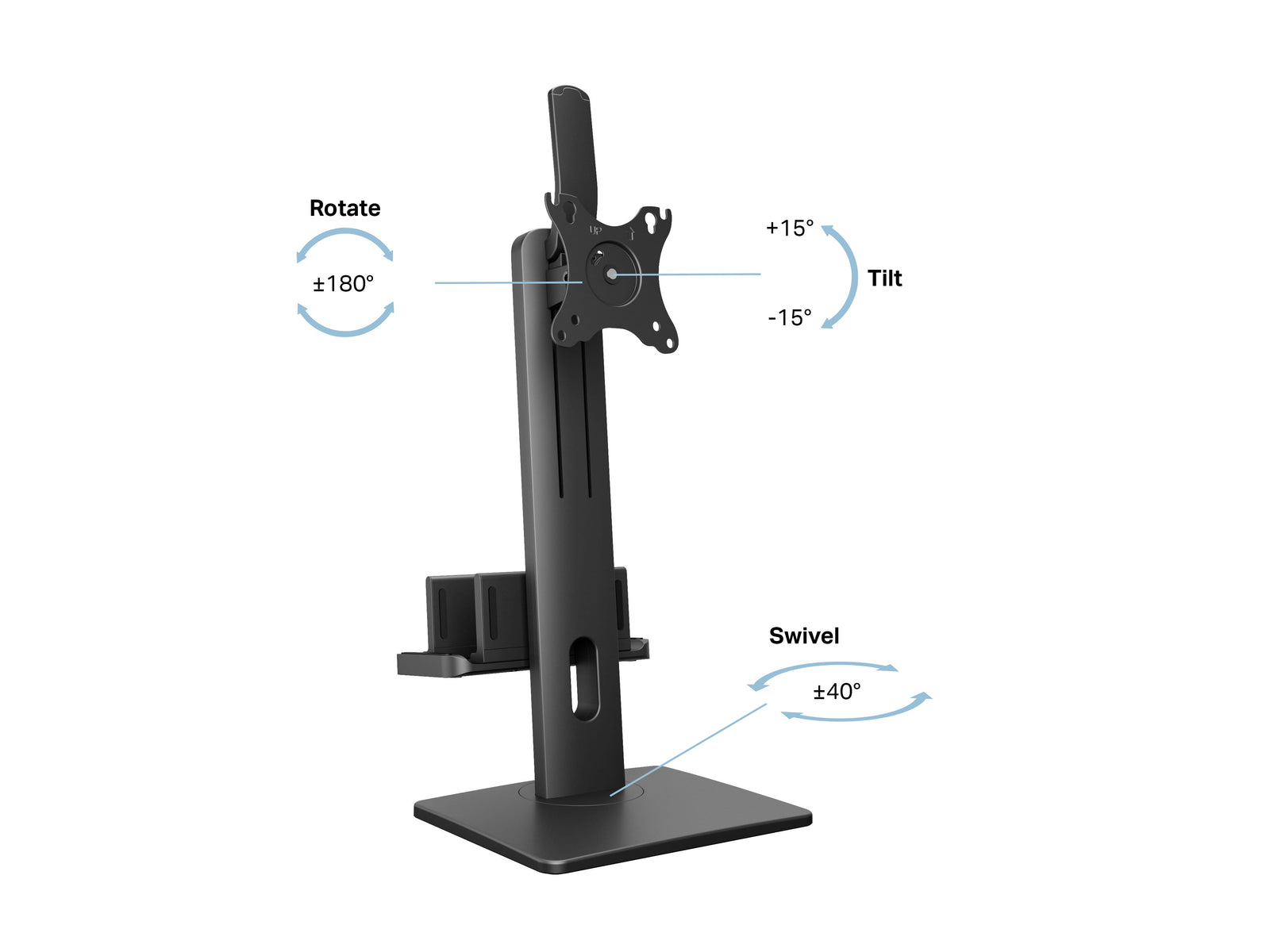 Multibrackets All-In-One Adjustable Monitor Stand with CPU Holder for 15"–30" Monitors | 7340234811618