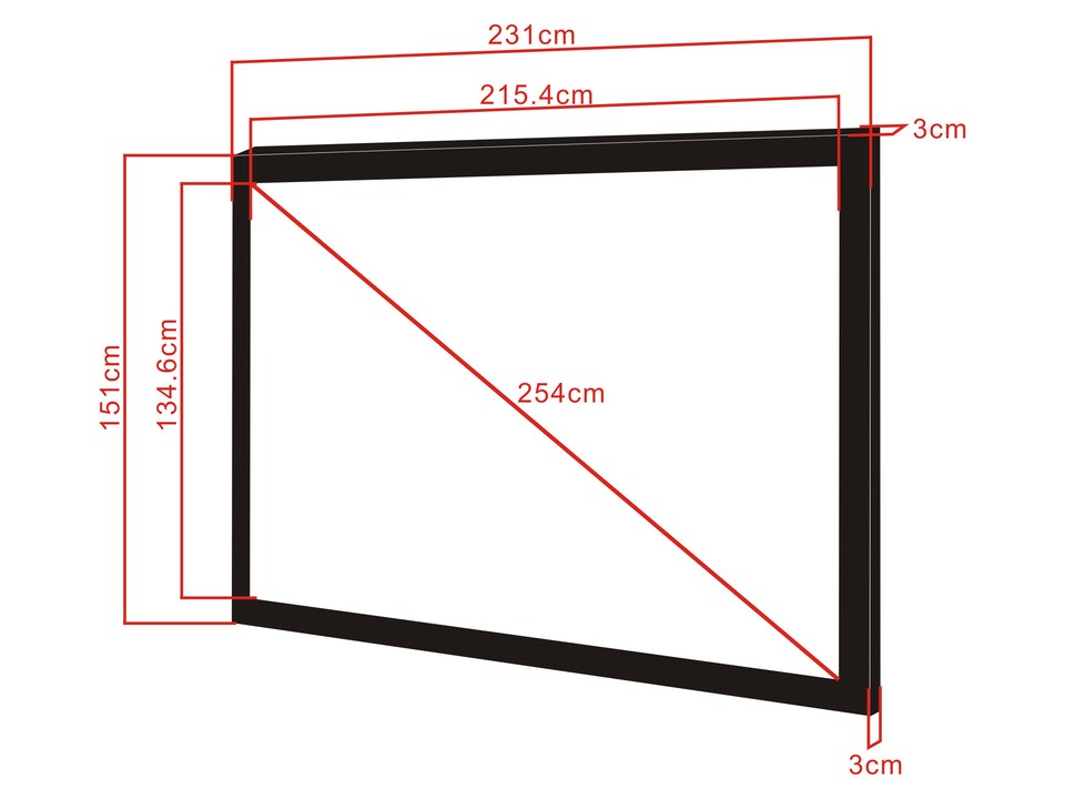 Multibrackets Framed Projection Screen Deluxe 100" 16:10 Matte White – Black Velvet Frame | 7350022735774