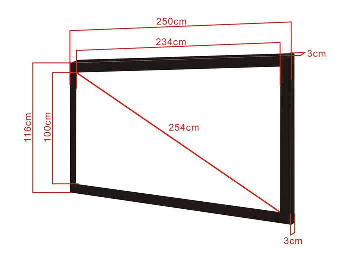 Multibrackets Framed Projection Screen Deluxe 100" 2.35:1 Cinematic Matte White – Black Velvet Frame | 7350022732575 Framed Projection Screen Multibrackets