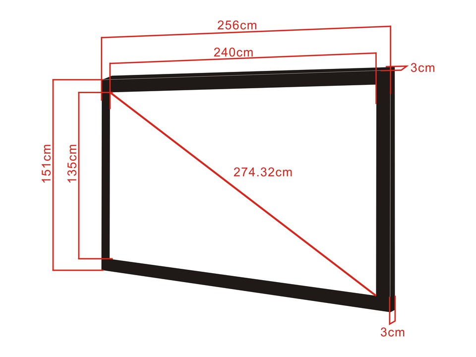 Multibrackets Framed Projection Screen Deluxe 108" 16:9 Matte White – Black Velvet Frame | 7350022732964