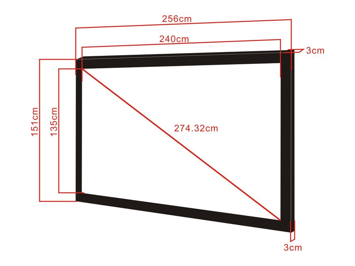 Multibrackets Framed Projection Screen Deluxe 108" 16:9 Matte White – Black Velvet Frame | 7350022732964 Framed Projection Screen Multibrackets