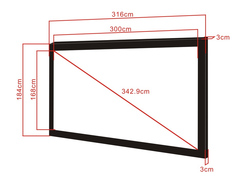 Multibrackets Framed Projection Screen Deluxe 135" 16:9 Matte White – Black Velvet Frame | 7350022732971