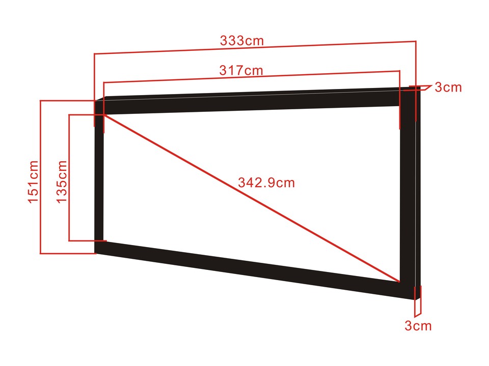 Multibrackets Framed Projection Screen Deluxe 135" 2.35:1 Cinematic Matte White – Black Velvet Frame | 7350022734548