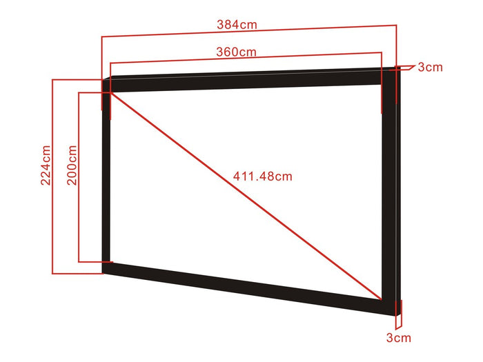 Multibrackets Framed Projection Screen Deluxe 162" 16:9 Matte White – Black Velvet Frame | 7350022733633 Framed Projection Screen Multibrackets