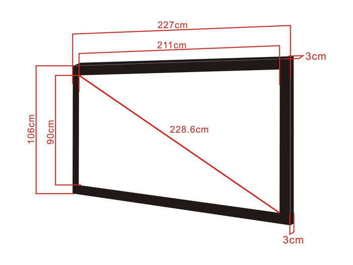 Multibrackets Framed Projection Screen Deluxe 90" 2.35:1 Cinematic Matte White – Black Velvet Frame | 7350022732568 Framed Projection Screen Multibrackets