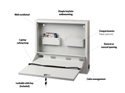 Multibrackets Lockable Wall-Mounted Laptop Safety Cabinet with Storage Drawers | 7350105210419 Mount Accessories Multibrackets