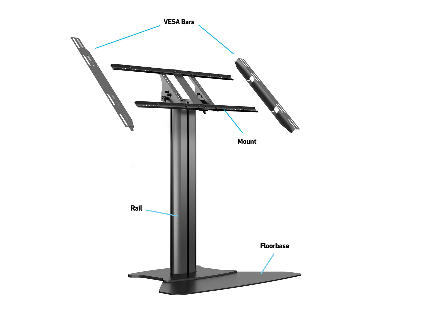 Multibrackets M 110 HD Single Black Tilt & Table Floor Stand for 32"-55" Screens | 7350073737413 Floor Stand Multibrackets