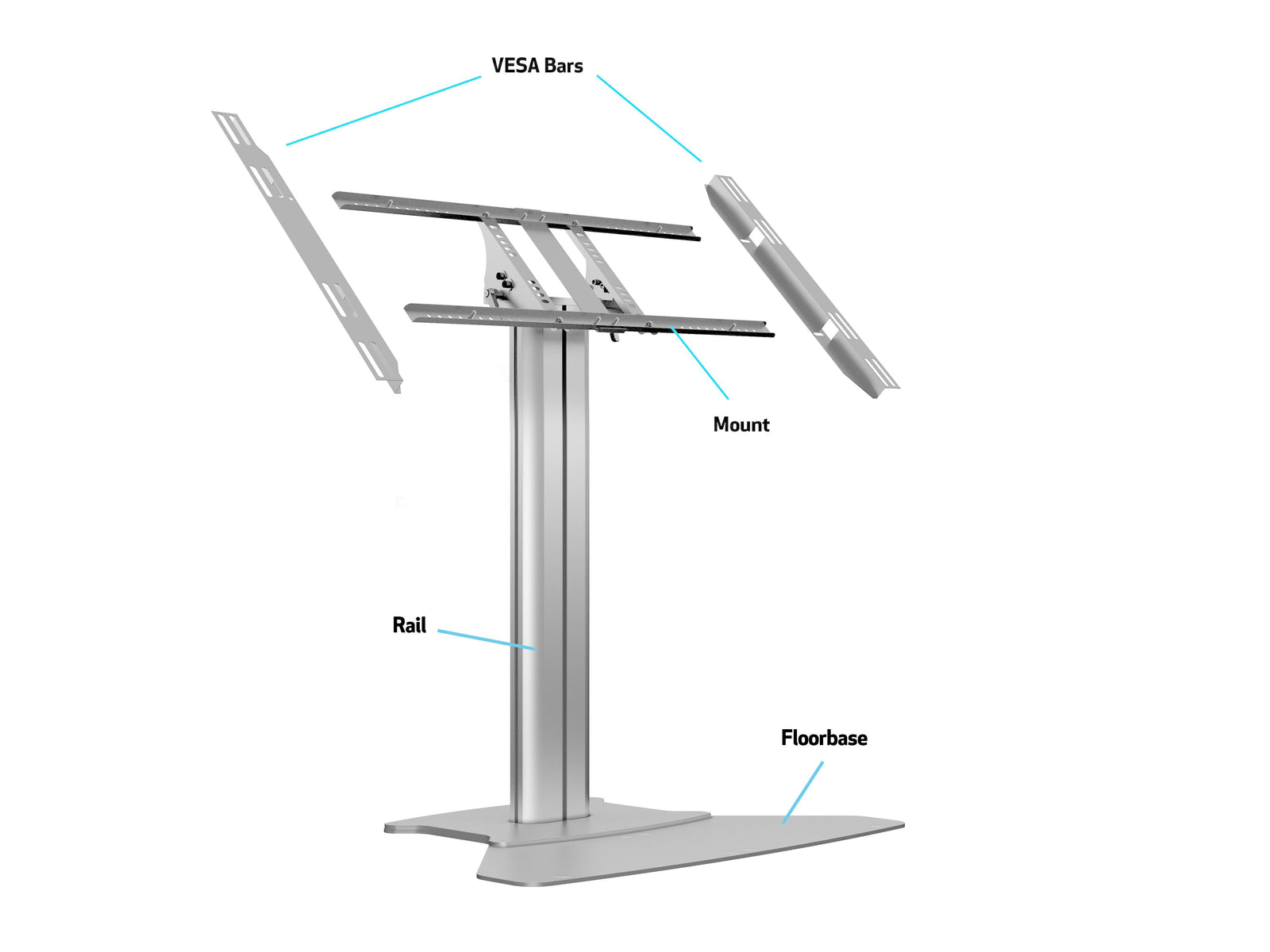 Multibrackets M 110 HD Single Silver Tilt & Table Floor Stand for 32"-55" Screens | 7350073737420 Floor Stand Multibrackets
