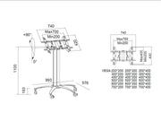 Multibrackets M 110 HD Tilt & Table Black Mobile Floor Stand for 32"-55" Screens | 7350022736252 Floor Stand Multibrackets