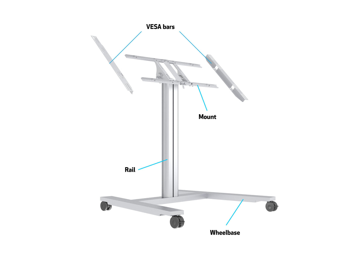 Multibrackets M 110 HD Tilt & Table Silver Mobile Floor Stand for 32"-55" Screens | 7350022735378 Floor Stand Multibrackets