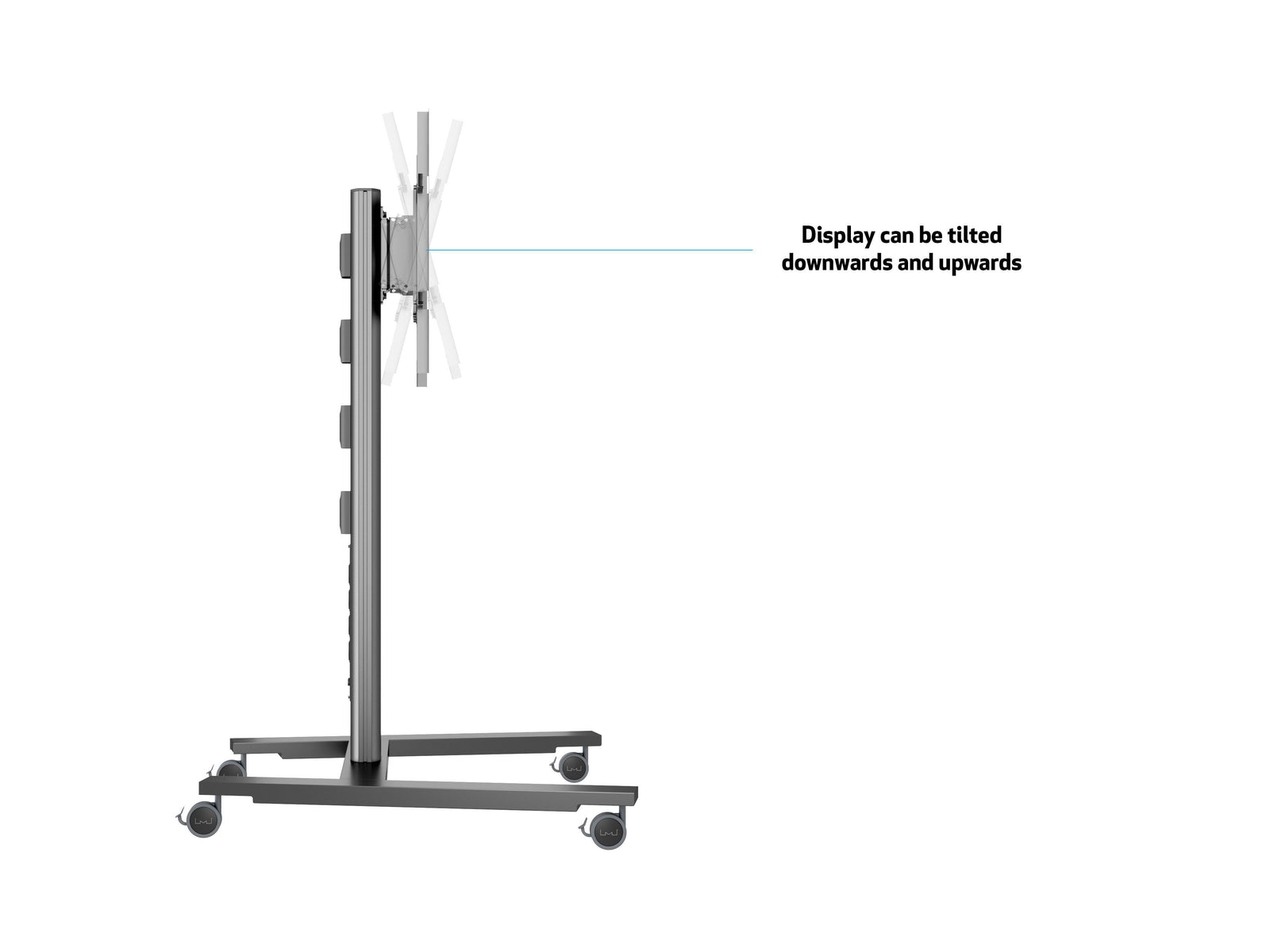 Multibrackets M 145 HD Single Black Mobile Floor Stand for 40"-80" Screens | 7350022736269 Floor Stand Multibrackets