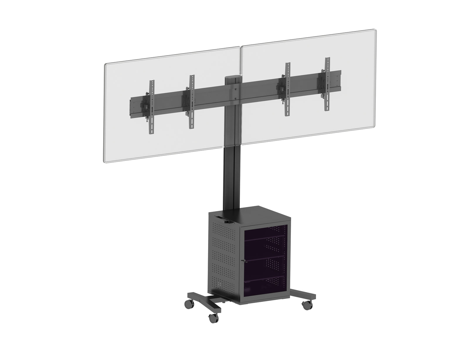 Multibrackets M 180 Dual MediaBox4 Black Mobile Floor Stand for 40"-55" Screens | 7350022737785 Floor Stand Multibrackets