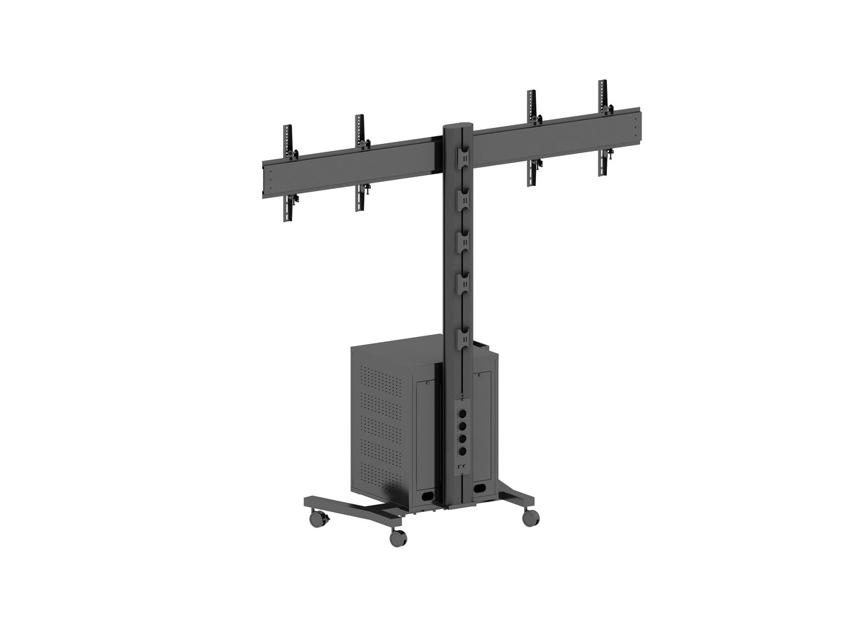 Multibrackets M 180 Dual MediaBox4 Black Mobile Floor Stand for 40"-55" Screens | 7350022737785 Floor Stand Multibrackets