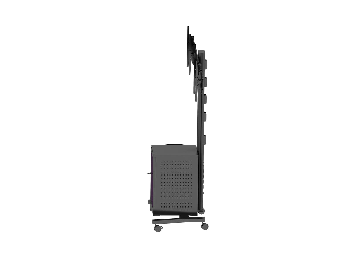 Multibrackets M 180 Dual MediaBox4 Black Mobile Floor Stand for 40"-55" Screens | 7350022737785 Floor Stand Multibrackets