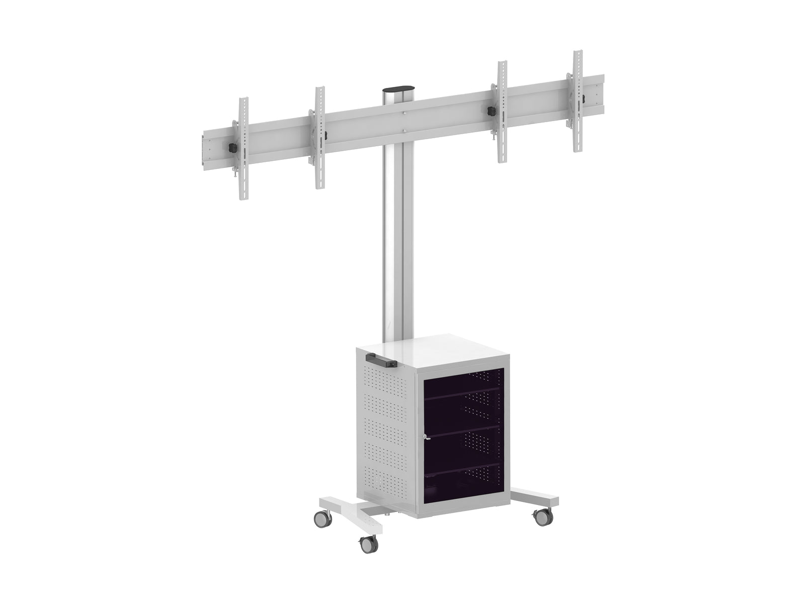 Multibrackets M 180 Dual MediaBox4 Silver Mobile Floor Stand for 40"-60" Screens | 7350022737778 Floor Stand Multibrackets