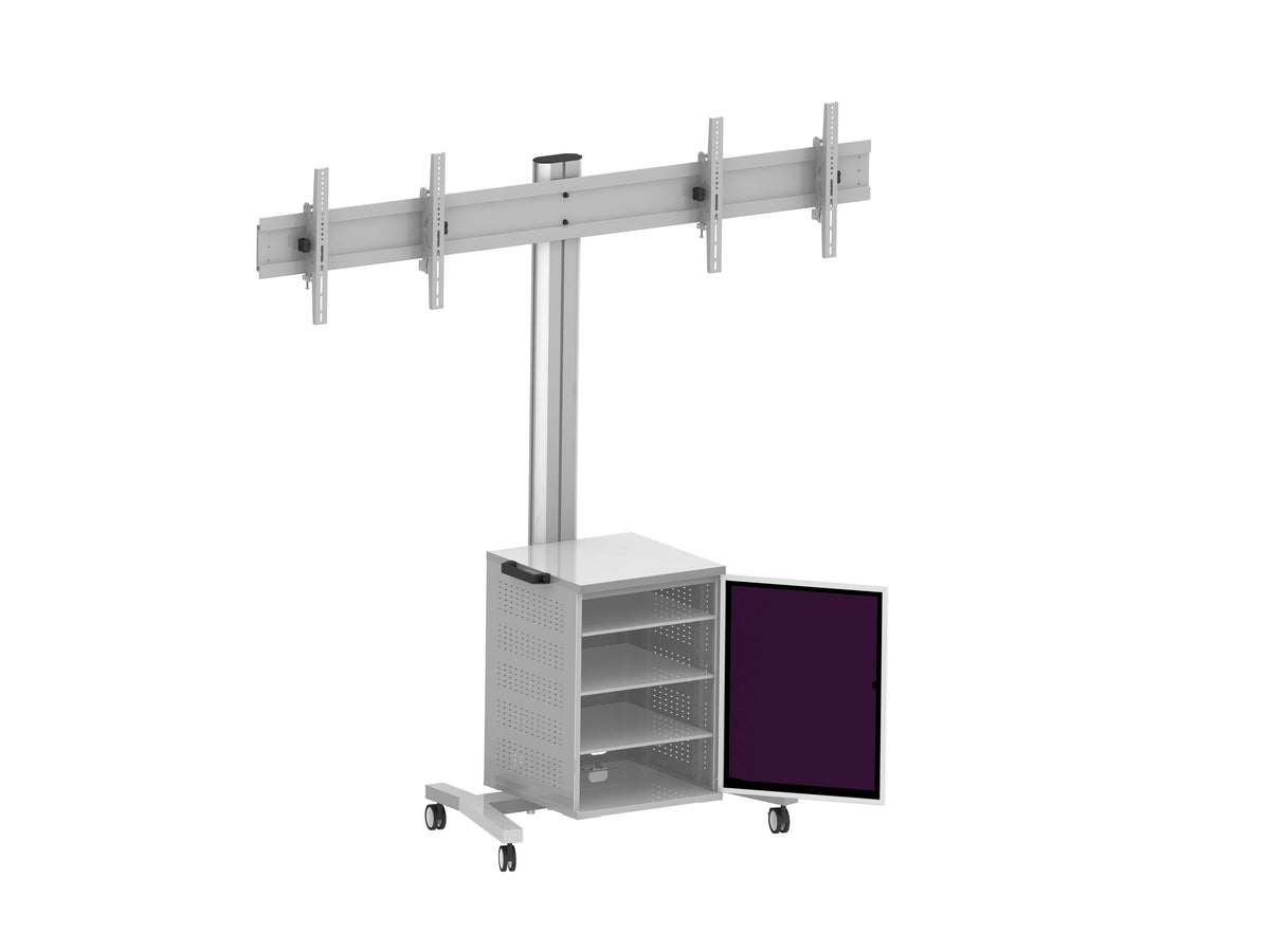 Multibrackets M 180 Dual MediaBox4 Silver Mobile Floor Stand for 40"-60" Screens | 7350022737778 Floor Stand Multibrackets