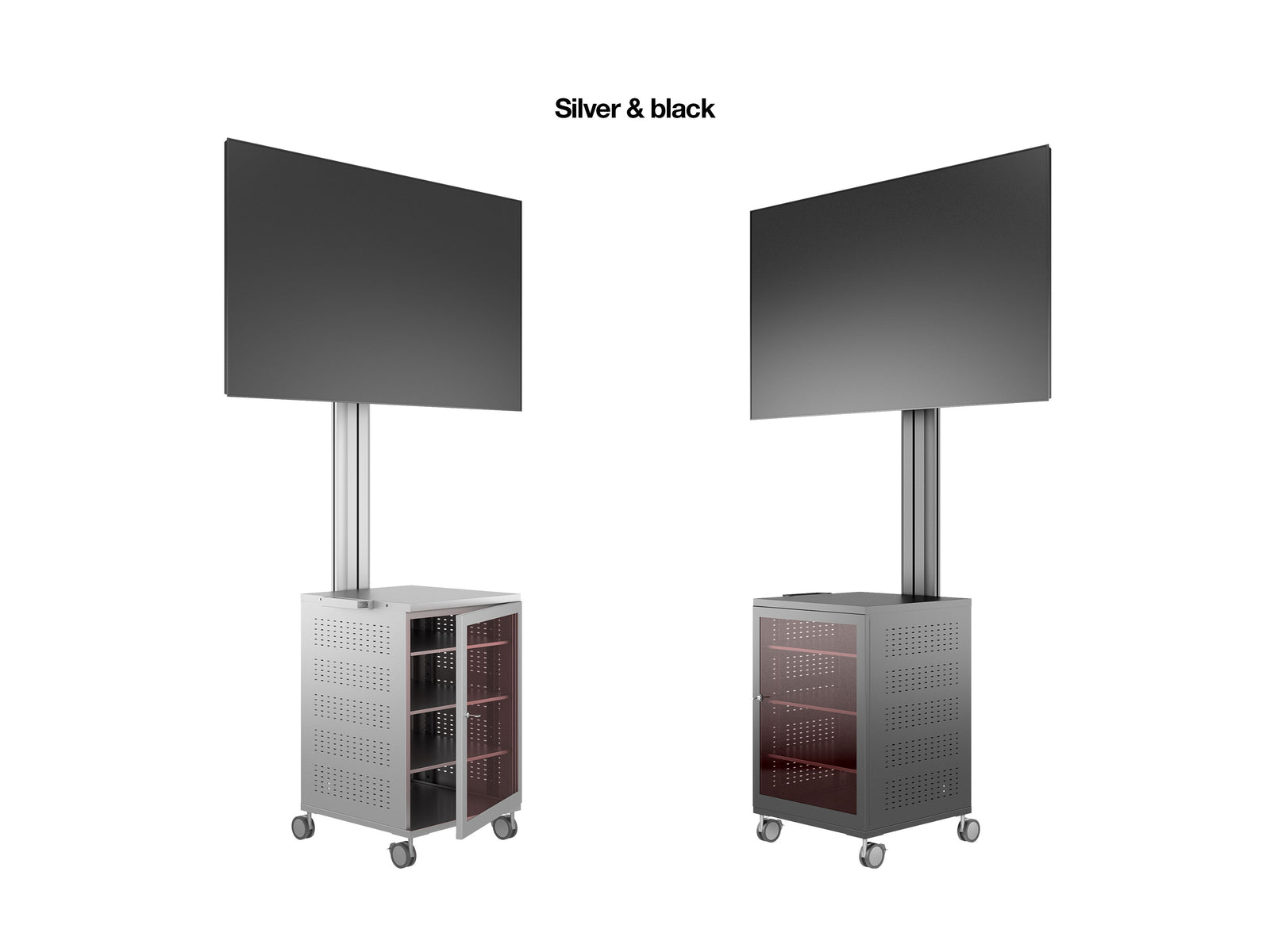 Multibrackets M 180 Single MediaBox4 Black Mobile Floor Stand for 40"-75" Screens | 7350022737761 Floor Stand Multibrackets