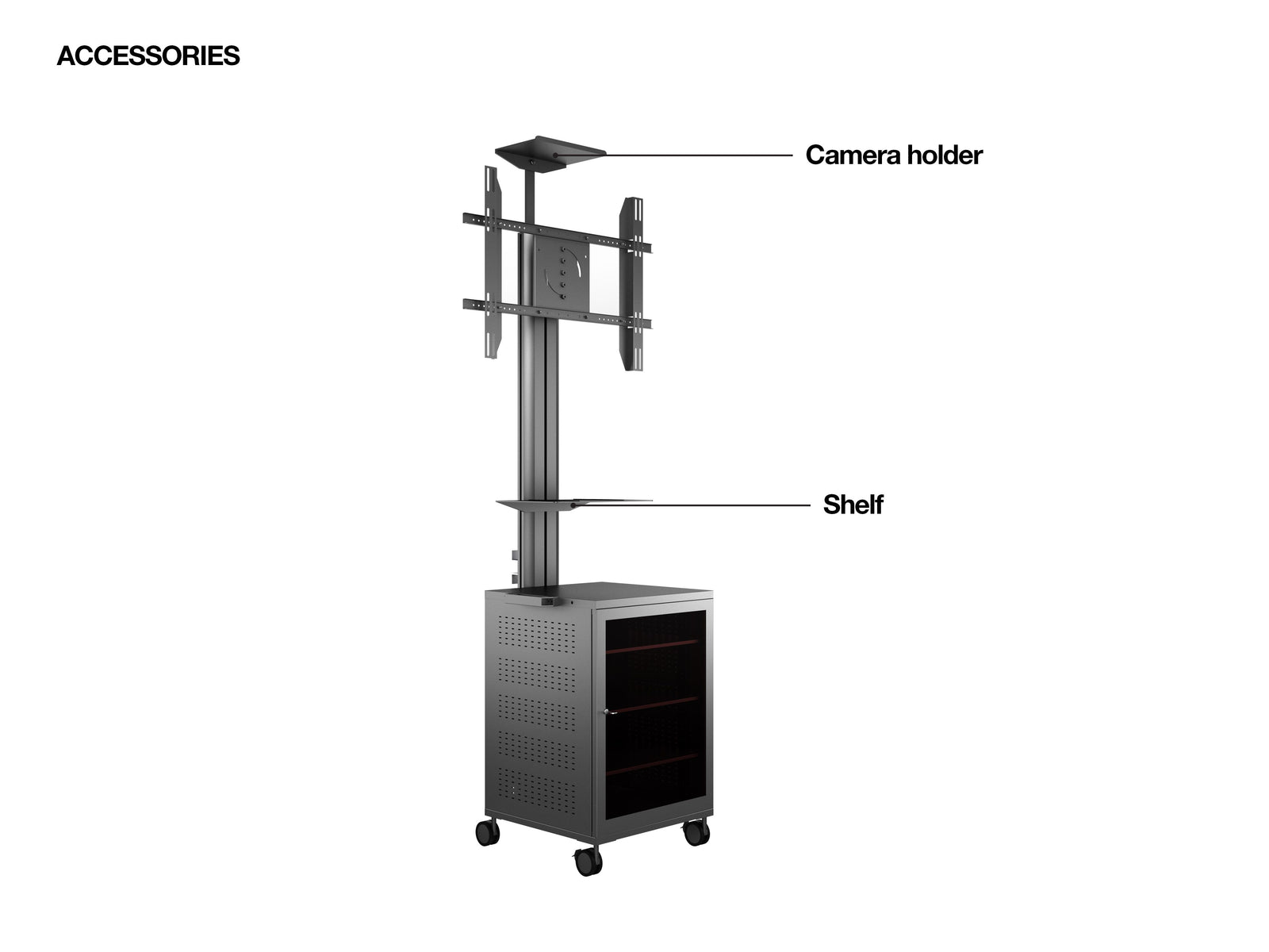 Multibrackets M 180 Single MediaBox4 Black Mobile Floor Stand for 40"-75" Screens | 7350022737761 Floor Stand Multibrackets