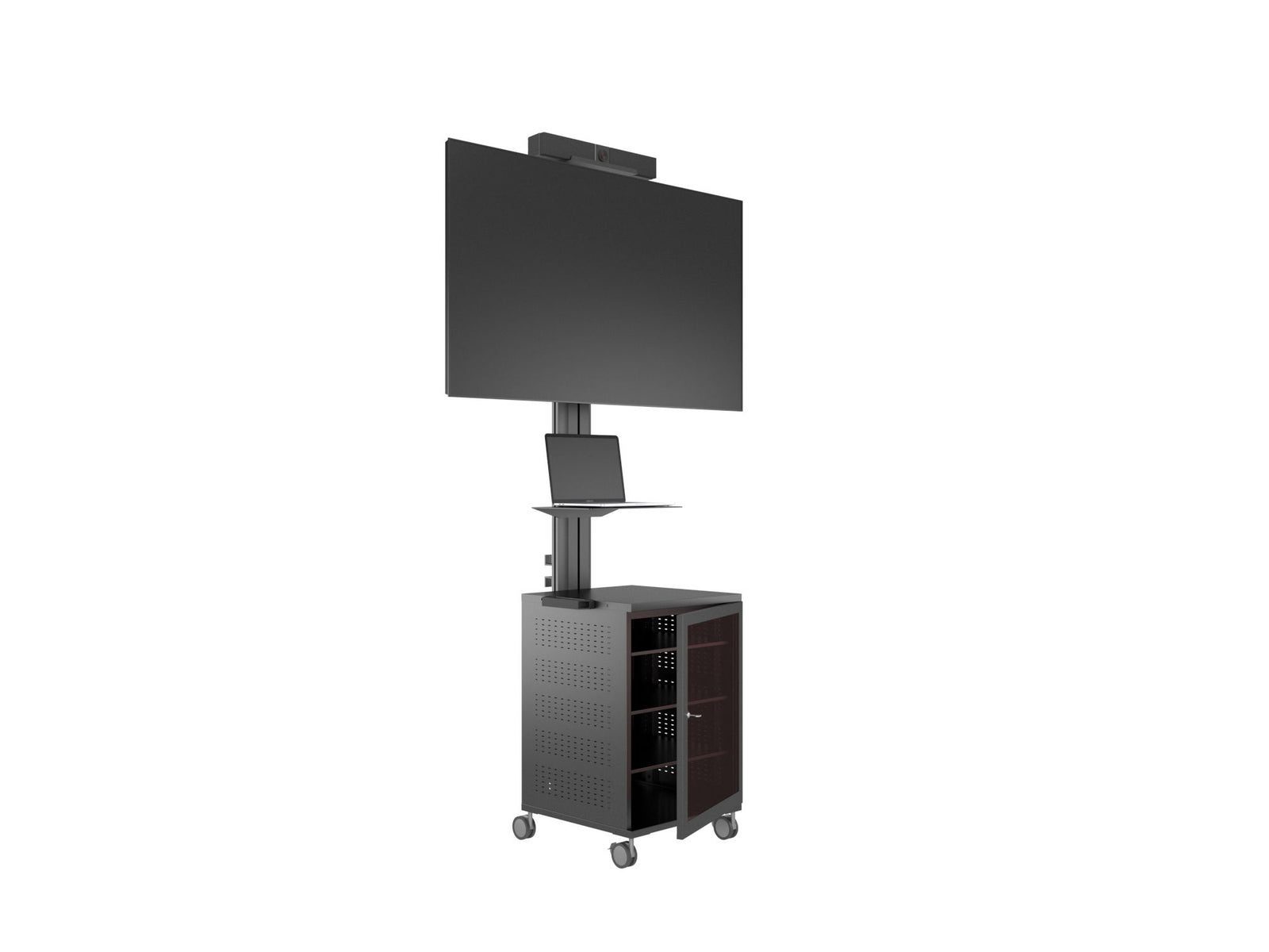 Multibrackets M 180 Single MediaBox4 Black Mobile Floor Stand for 40"-75" Screens | 7350022737761 Floor Stand Multibrackets