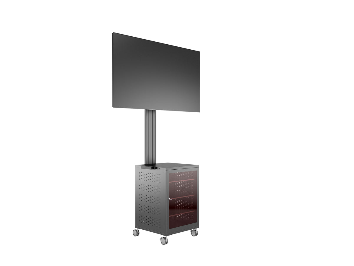 Multibrackets M 180 Single MediaBox4 Black Mobile Floor Stand for 40"-75" Screens | 7350022737761 Floor Stand Multibrackets