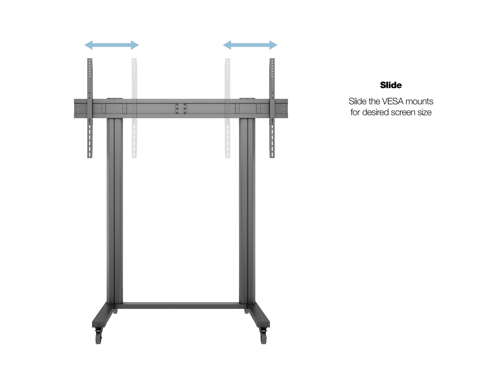 Multibrackets M 210 Dual Pillar Black Heavy-Duty Mobile Floor Stand for 70"-110" Screens | 7350073733439 Floor Stand Multibrackets