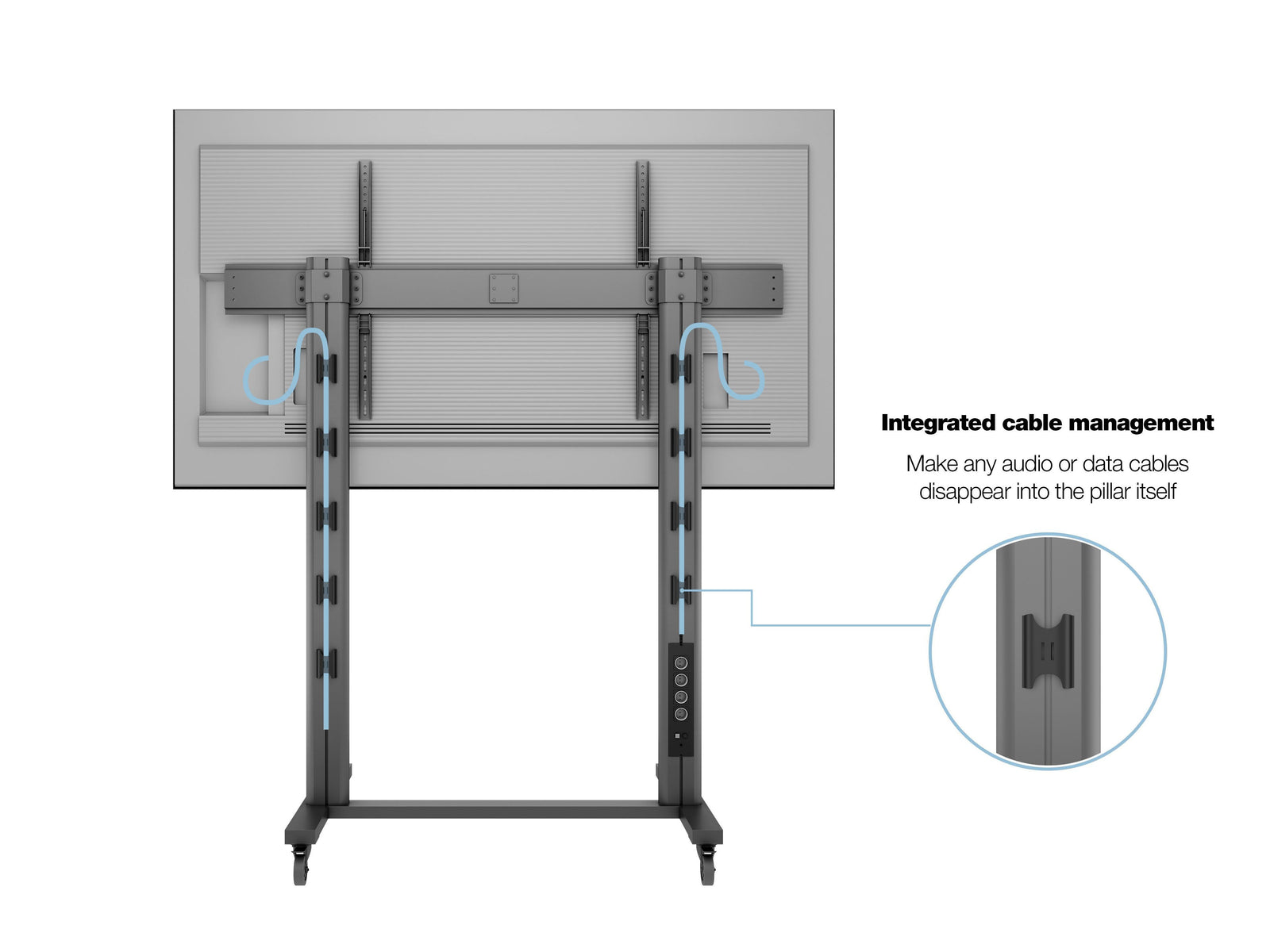 Multibrackets M 210 Dual Pillar Black Heavy-Duty Mobile Floor Stand for 70"-110" Screens | 7350073733439 Floor Stand Multibrackets