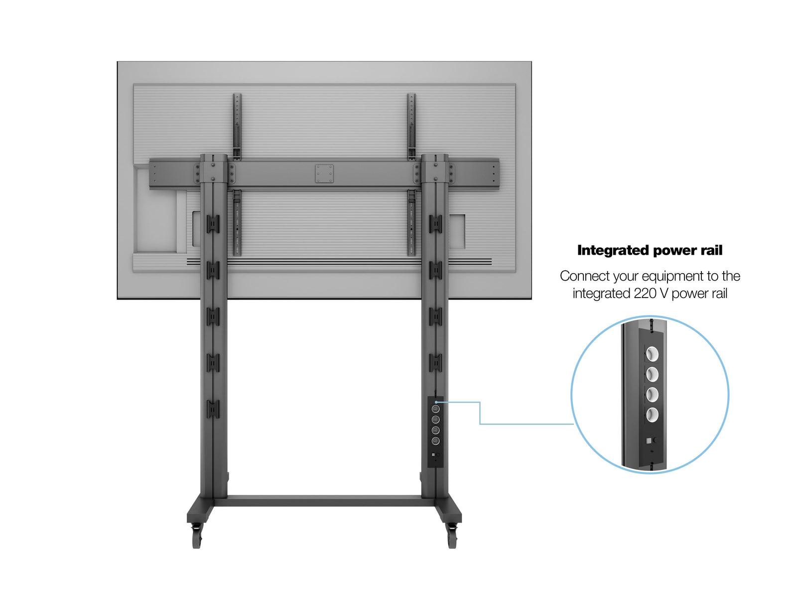 Multibrackets M 210 Dual Pillar Black Heavy-Duty Mobile Floor Stand for 70"-110" Screens | 7350073733439 Floor Stand Multibrackets