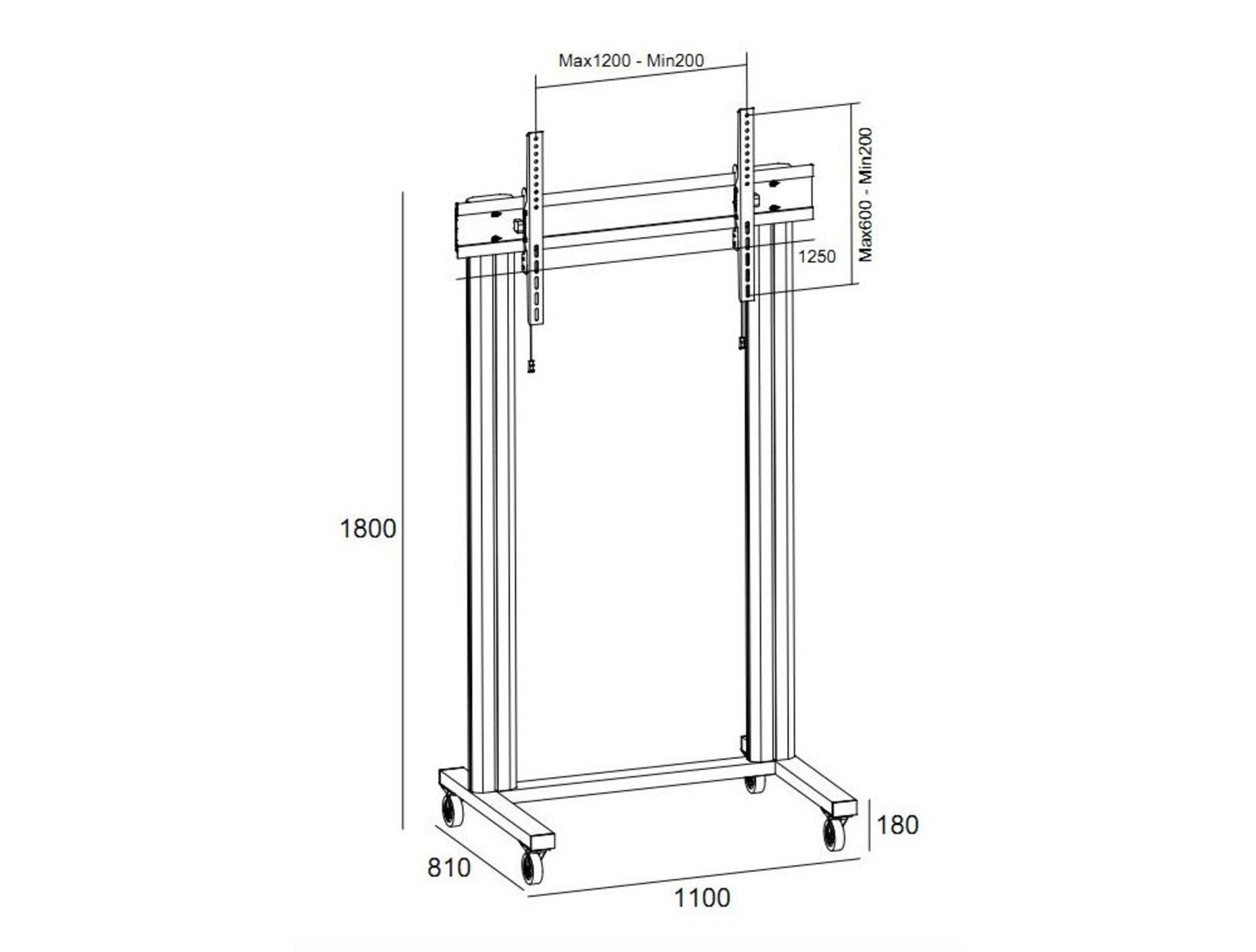 Multibrackets M 210 Dual Pillar Black Mobile Floor Stand for 70"-115" Screens | 7350073732753 Floor Stand Multibrackets