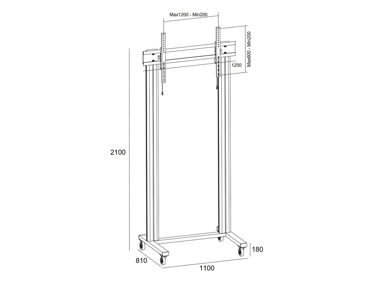 Multibrackets M 210 Dual Pillar Black Mobile Floor Stand for 70"-115" Screens | 7350073732753