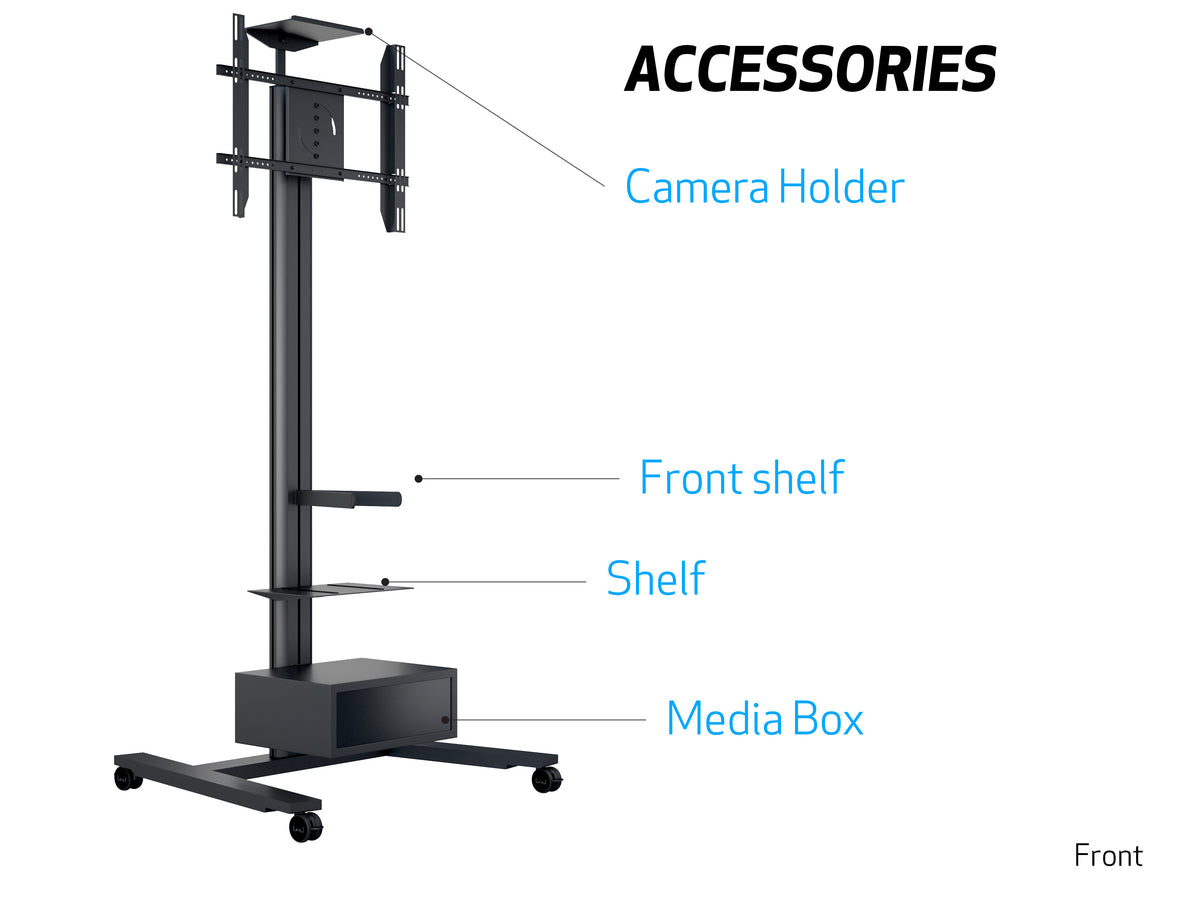 Multibrackets M 210 HD Single Black Mobile Floor Stand for 55"-80" Screens | 7350073735334 Floor Stand Multibrackets