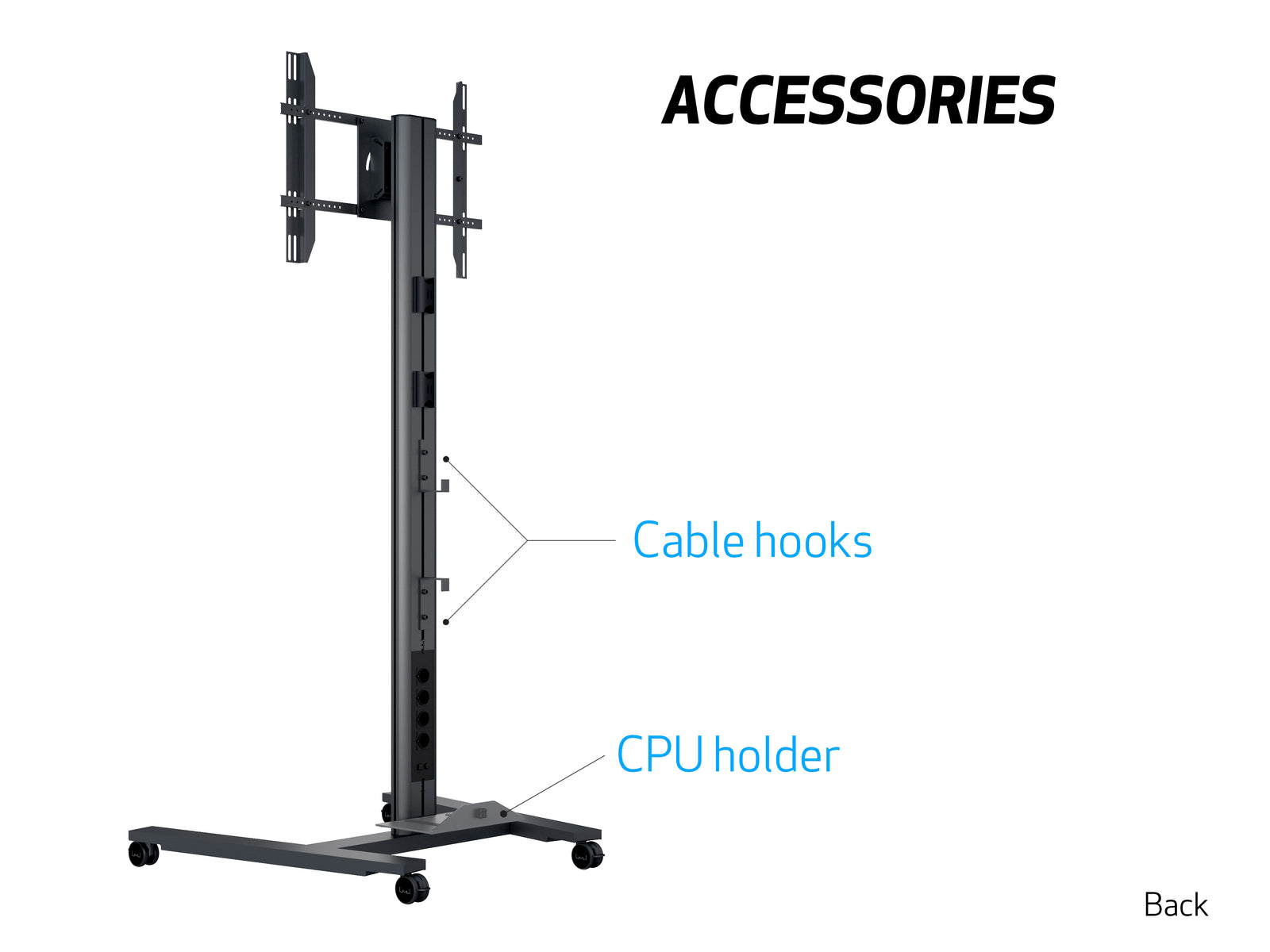 Multibrackets M 210 HD Single Black Mobile Floor Stand for 55"-80" Screens | 7350073735334 Floor Stand Multibrackets