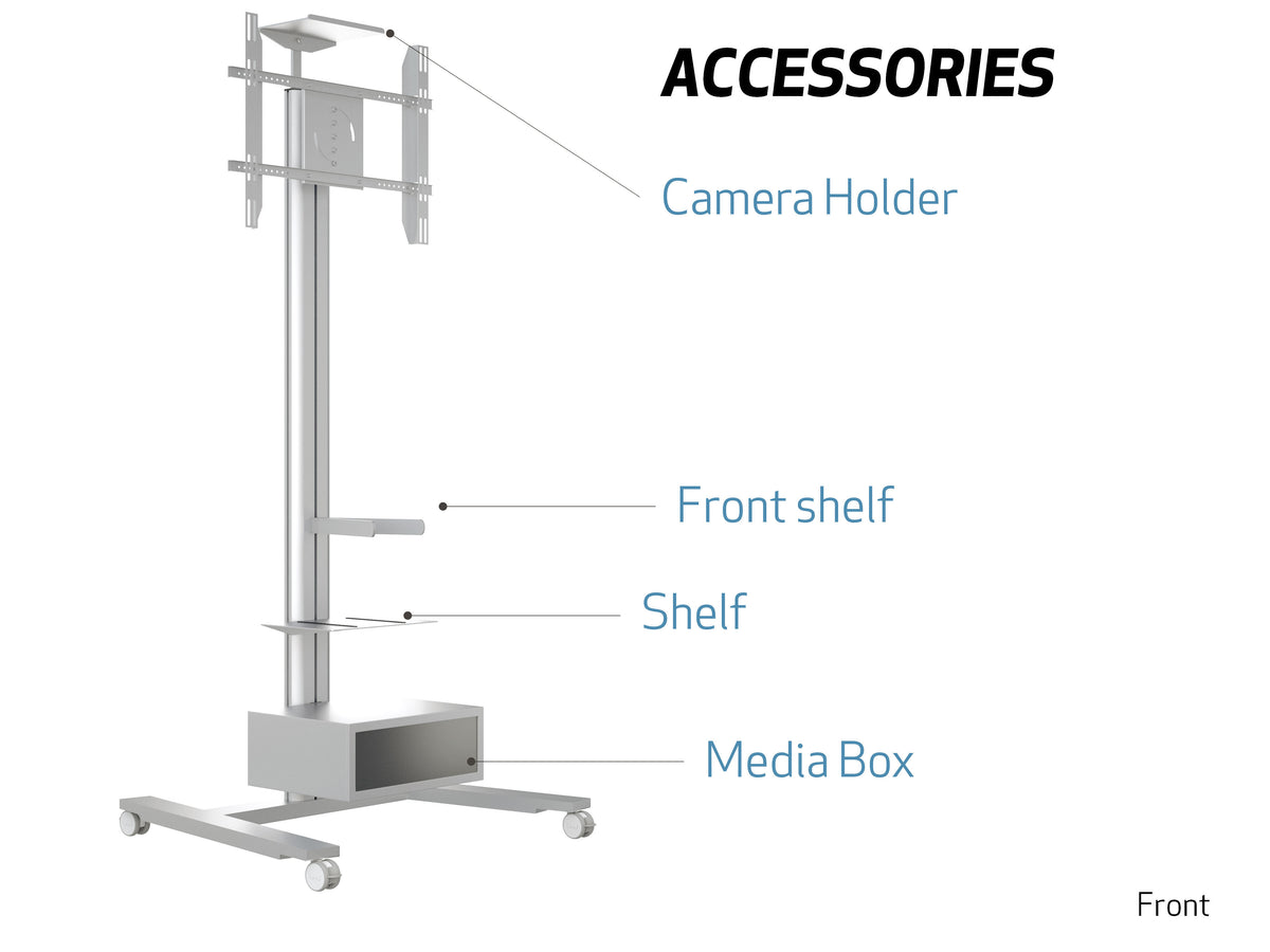 Multibrackets M 210 HD Single Silver Mobile Floor Stand for 55"-80" Screens | 7350073735341 Floor Stand Multibrackets