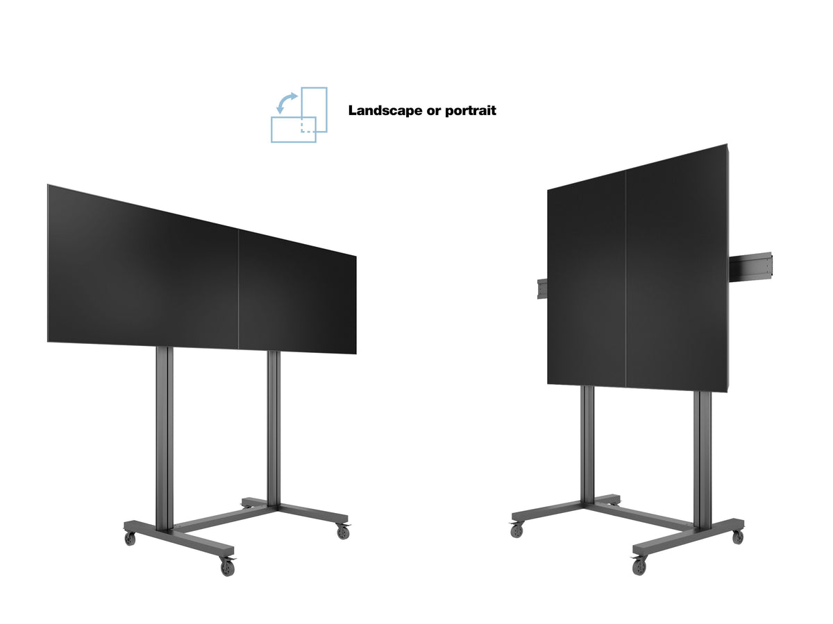 Multibrackets M 210 Triple Pillar Dual Screen Mobile Floor Stand for 50"-77" Screens | 7350073733019 Floor Stand Multibrackets
