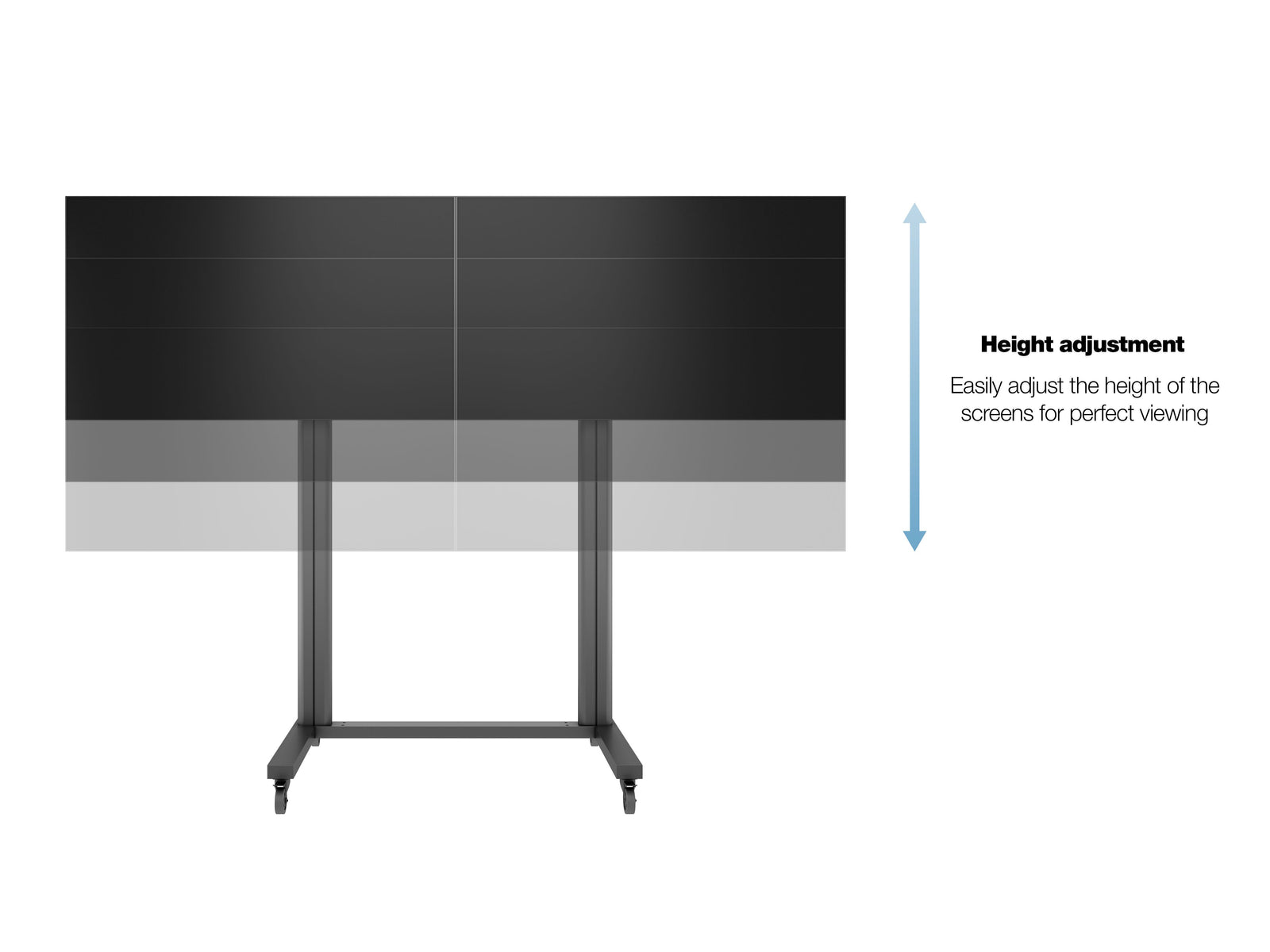Multibrackets M 210 Triple Pillar Dual Screen Mobile Floor Stand for 50"-77" Screens | 7350073733019 Floor Stand Multibrackets