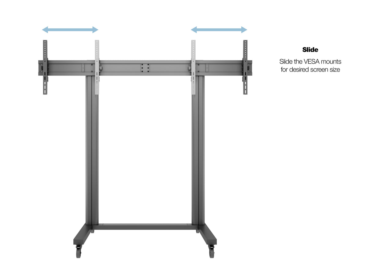 Multibrackets M 210 Triple Pillar Dual Screen Mobile Floor Stand for 50"-77" Screens | 7350073733019 Floor Stand Multibrackets