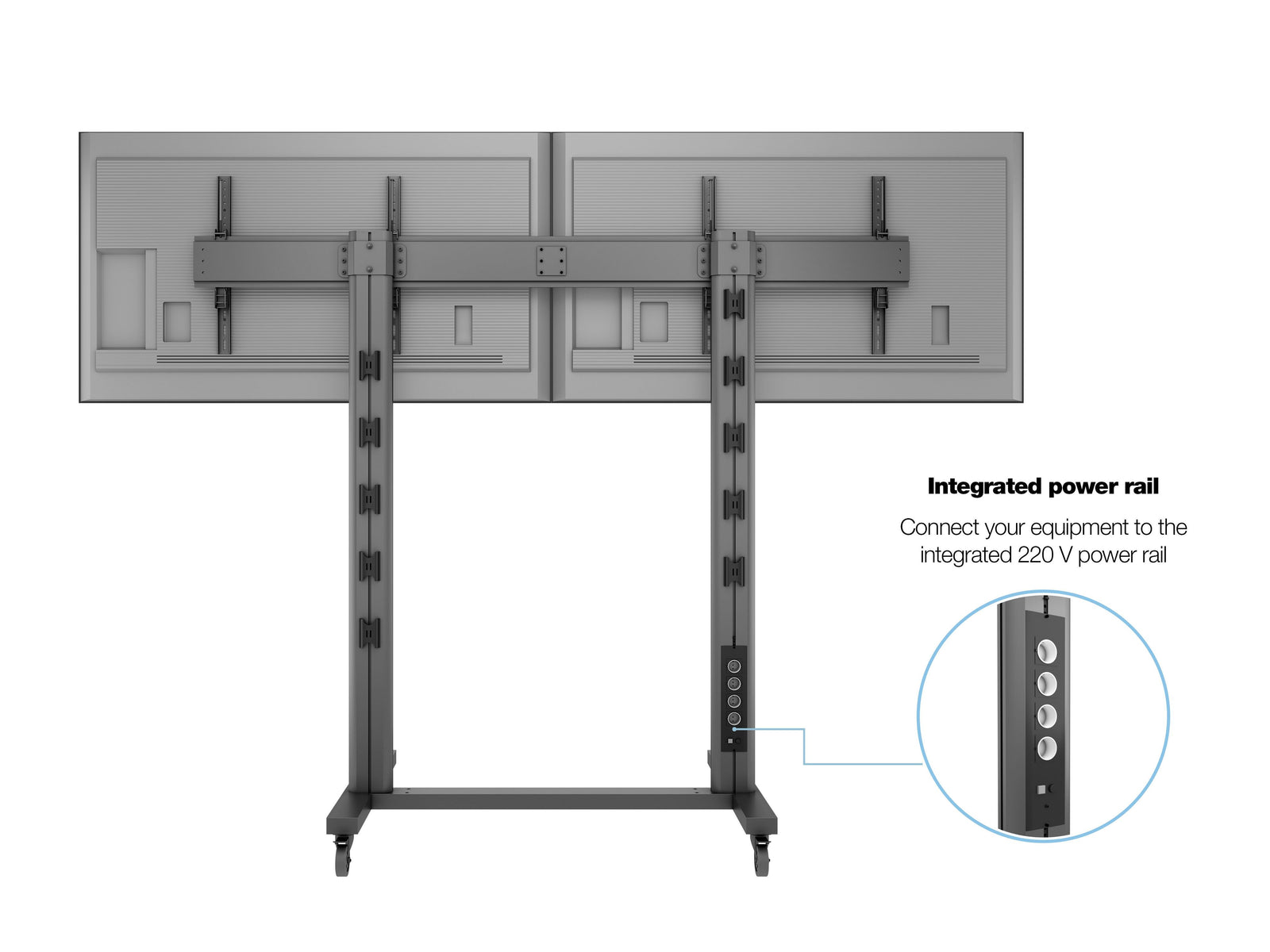 Multibrackets M 210 Triple Pillar Dual Screen Mobile Floor Stand for 50"-77" Screens | 7350073733019 Floor Stand Multibrackets
