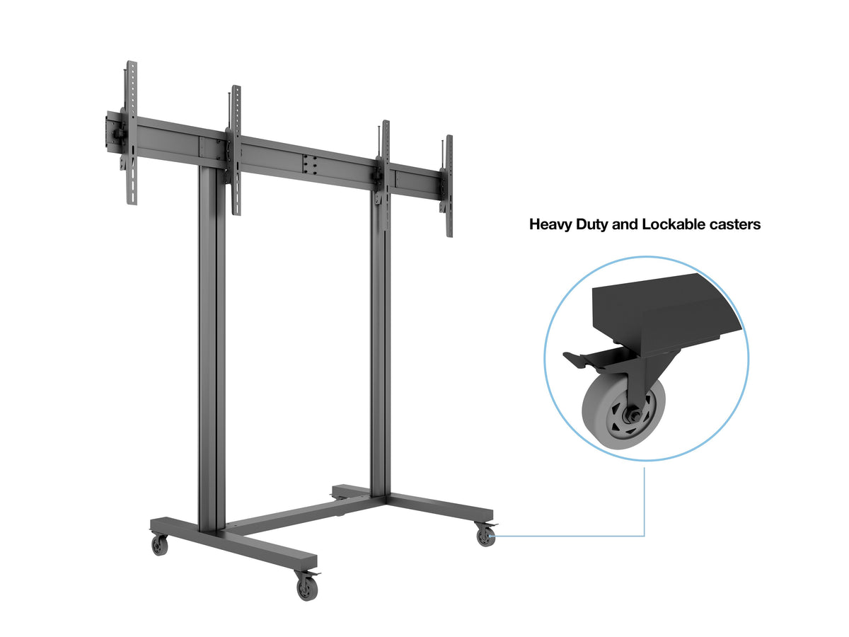 Multibrackets M 210 Triple Pillar Dual Screen Mobile Floor Stand for 50"-77" Screens | 7350073733019