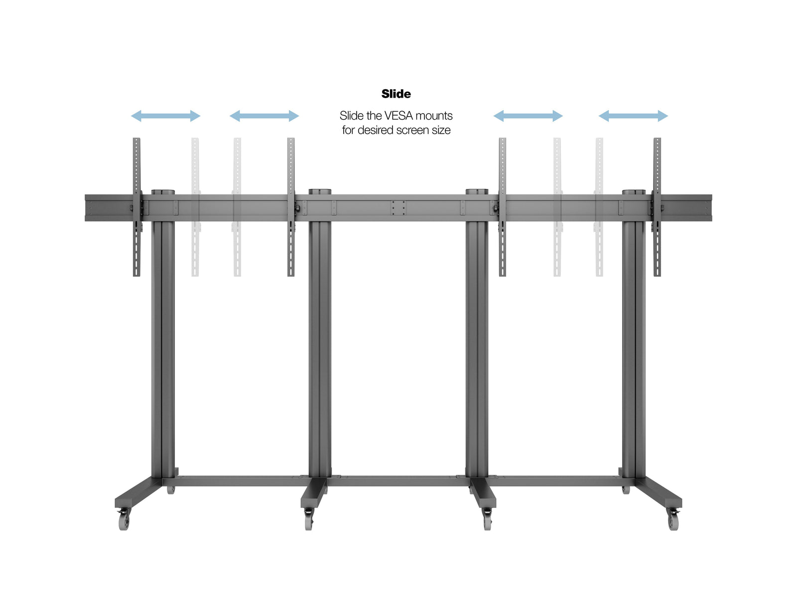 Multibrackets M 210 Triple Pillar Dual Screen Mobile Floor Stand for 70"-110" Screens | 7350073733026 Floor Stand Multibrackets