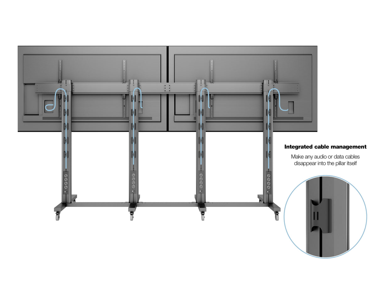 Multibrackets M 210 Triple Pillar Dual Screen Mobile Floor Stand for 70"-110" Screens | 7350073733026 Floor Stand Multibrackets