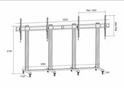 Multibrackets M 210 Triple Pillar Dual Screen Mobile Floor Stand for 70"-110" Screens | 7350073733026 Floor Stand Multibrackets