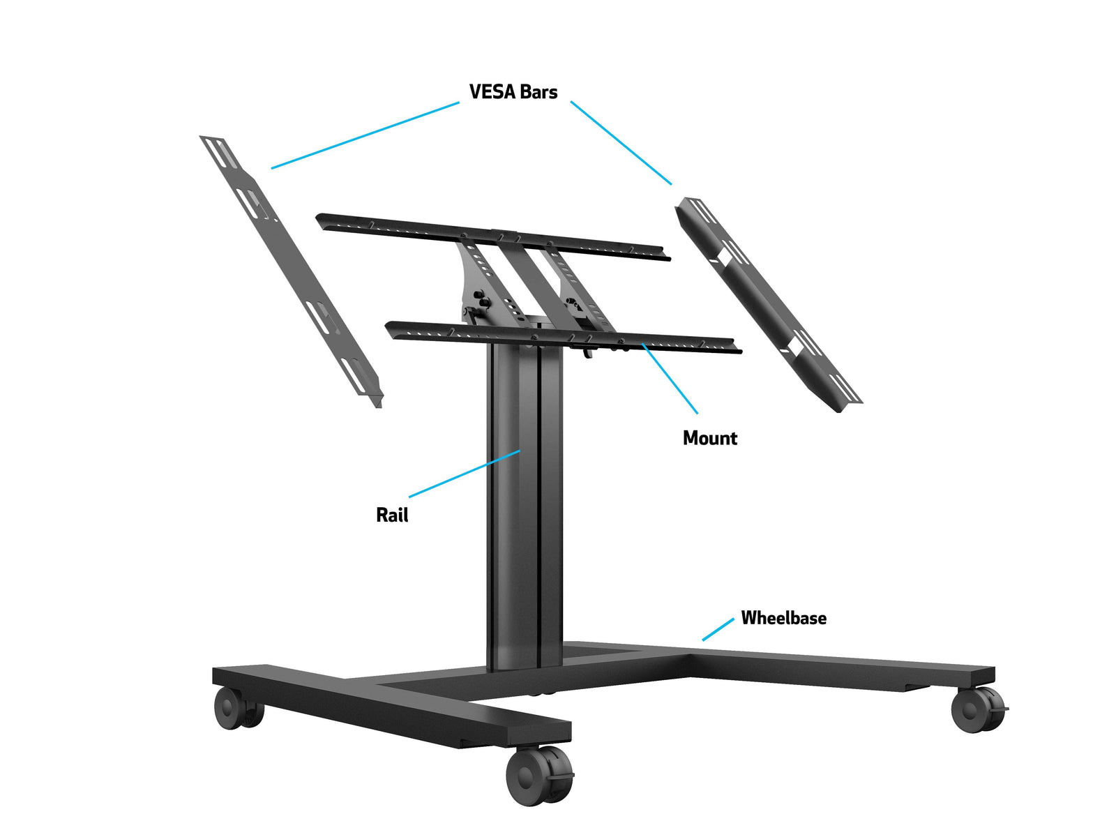Multibrackets M 80 HD Single Black Mobile Floor Stand for 32"-55" Screens | 7350073736812 Floor Stand Multibrackets